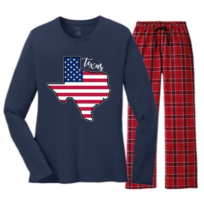 Texas United States Map Women's Long Sleeve Flannel Pajama Set 