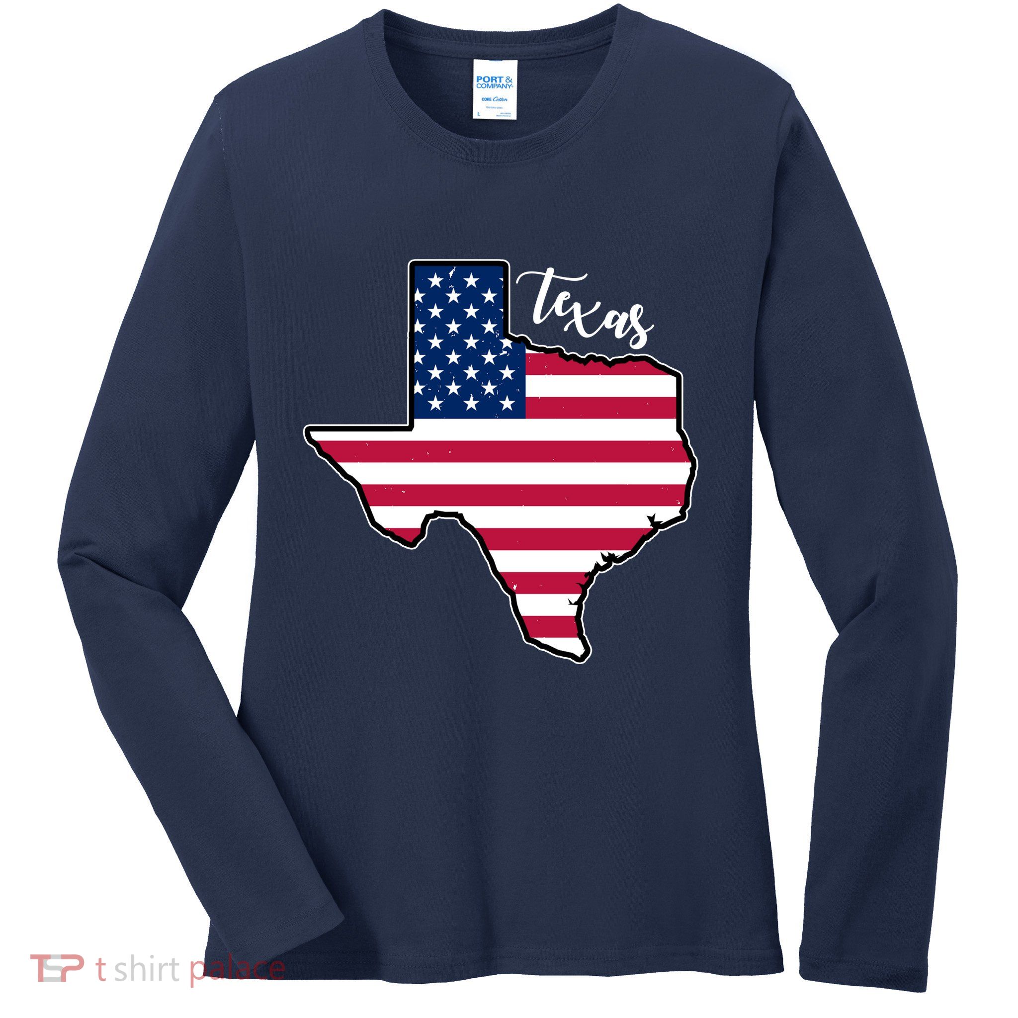 Texas United States Map Ladies Long Sleeve Shirt