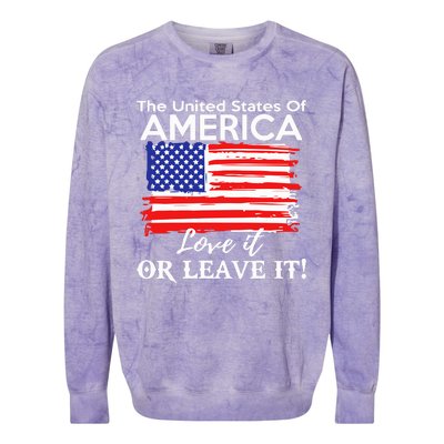 The United States Of America Love It Or Leave It Colorblast Crewneck Sweatshirt