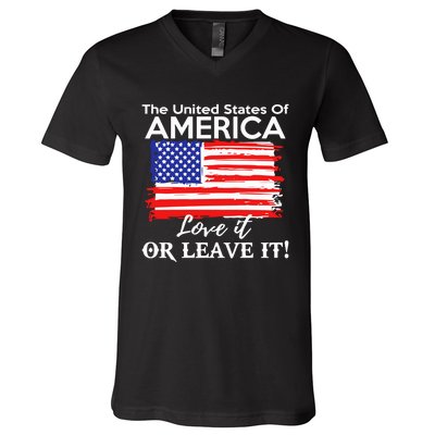 The United States Of America Love It Or Leave It V-Neck T-Shirt