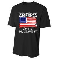 The United States Of America Love It Or Leave It Performance Sprint T-Shirt