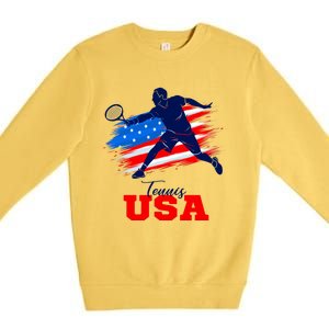 Tennis USA Support Team American Flag Tennis Sports Lover Premium Premium Crewneck Sweatshirt