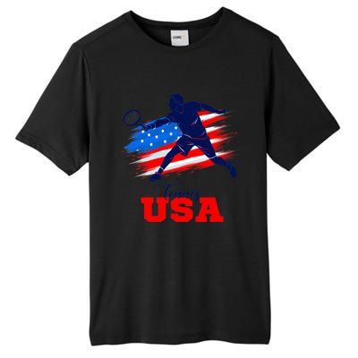 Tennis USA Support Team American Flag Tennis Sports Lover Premium Tall Fusion ChromaSoft Performance T-Shirt