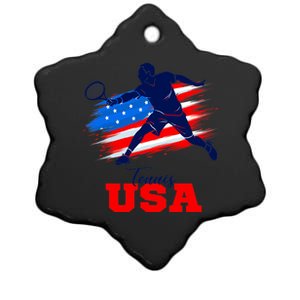 Tennis USA Support Team American Flag Tennis Sports Lover Premium Ceramic Star Ornament