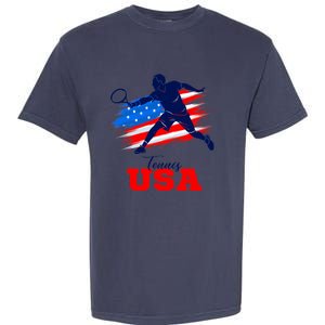 Tennis USA Support Team American Flag Tennis Sports Lover Premium Garment-Dyed Heavyweight T-Shirt