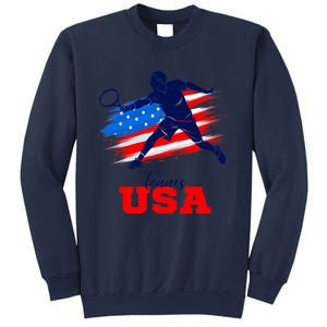 Tennis USA Support Team American Flag Tennis Sports Lover Premium Sweatshirt