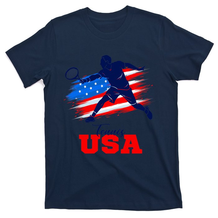 Tennis USA Support Team American Flag Tennis Sports Lover Premium T-Shirt