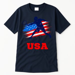 Tennis USA Support Team American Flag Tennis Sports Lover Premium Tall T-Shirt