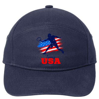 Tennis USA Support Team American Flag Tennis Sports Lover Premium 7-Panel Snapback Hat