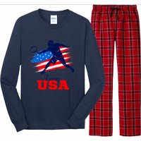 Tennis USA Support Team American Flag Tennis Sports Lover Premium Long Sleeve Pajama Set