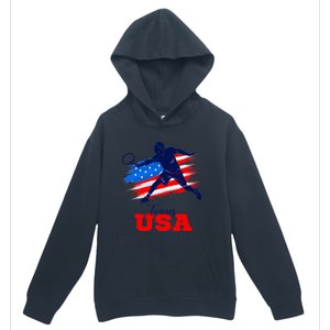 Tennis USA Support Team American Flag Tennis Sports Lover Premium Urban Pullover Hoodie