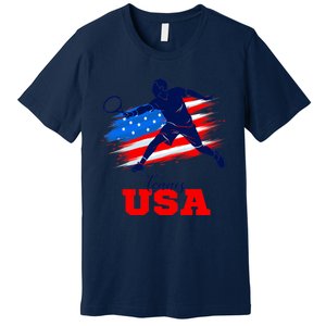 Tennis USA Support Team American Flag Tennis Sports Lover Premium Premium T-Shirt