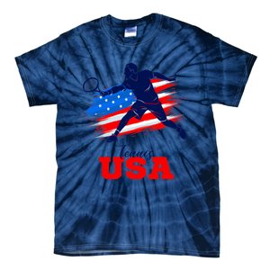 Tennis USA Support Team American Flag Tennis Sports Lover Premium Tie-Dye T-Shirt