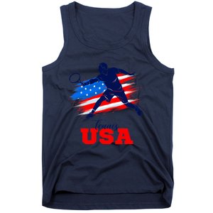 Tennis USA Support Team American Flag Tennis Sports Lover Premium Tank Top