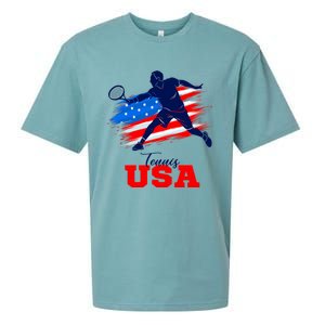 Tennis USA Support Team American Flag Tennis Sports Lover Premium Sueded Cloud Jersey T-Shirt