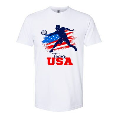 Tennis USA Support Team American Flag Tennis Sports Lover Premium Softstyle® CVC T-Shirt