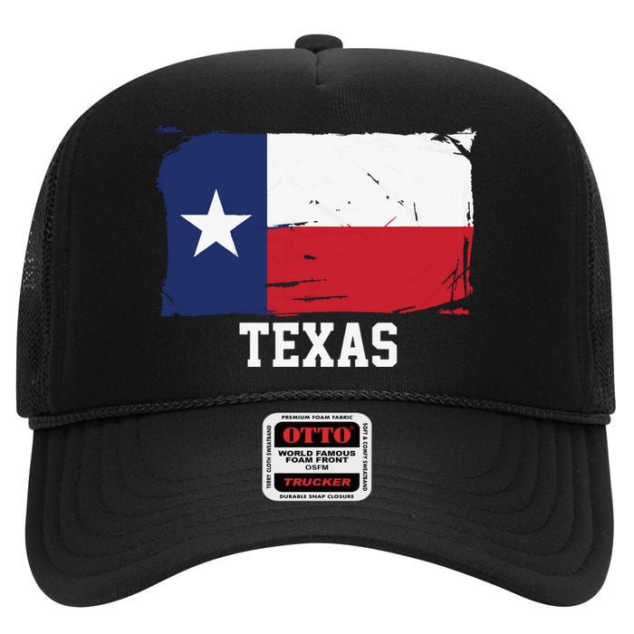 Texas United States Vintage Distressed Flag High Crown Mesh Back Trucker Hat