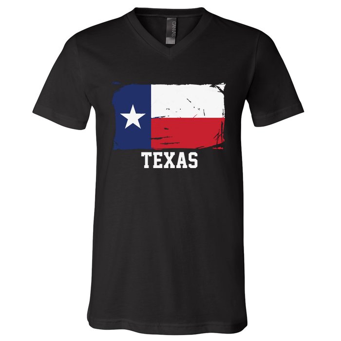 Texas United States Vintage Distressed Flag V-Neck T-Shirt