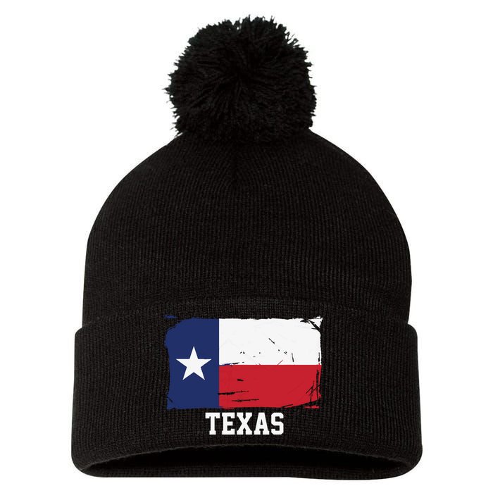 Texas United States Vintage Distressed Flag Pom Pom 12in Knit Beanie