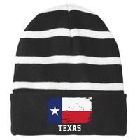 Texas United States Vintage Distressed Flag Striped Beanie with Solid Band