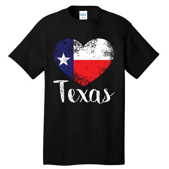 Texas United States Vintage State Flag In Heart Tall T-Shirt