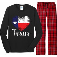 Texas United States Vintage State Flag In Heart Long Sleeve Pajama Set