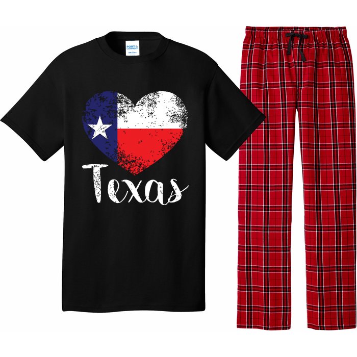 Texas United States Vintage State Flag In Heart Pajama Set