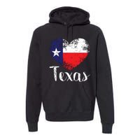 Texas United States Vintage State Flag In Heart Premium Hoodie