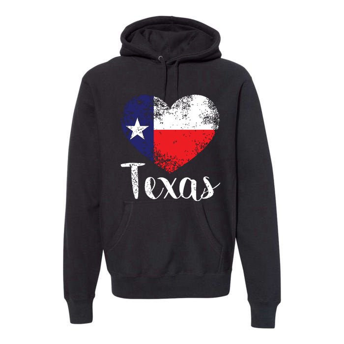 Texas United States Vintage State Flag In Heart Premium Hoodie