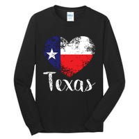 Texas United States Vintage State Flag In Heart Tall Long Sleeve T-Shirt