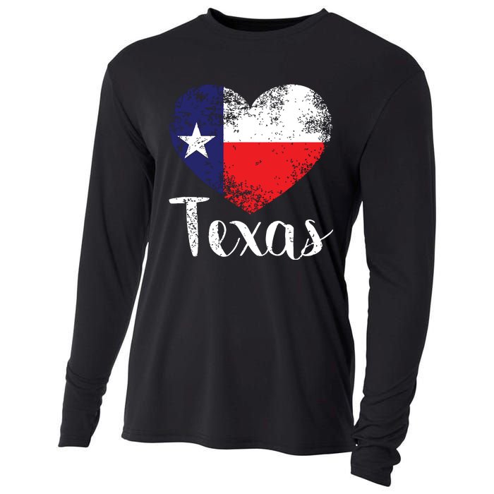 Texas United States Vintage State Flag In Heart Cooling Performance Long Sleeve Crew