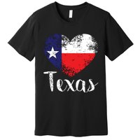 Texas United States Vintage State Flag In Heart Premium T-Shirt