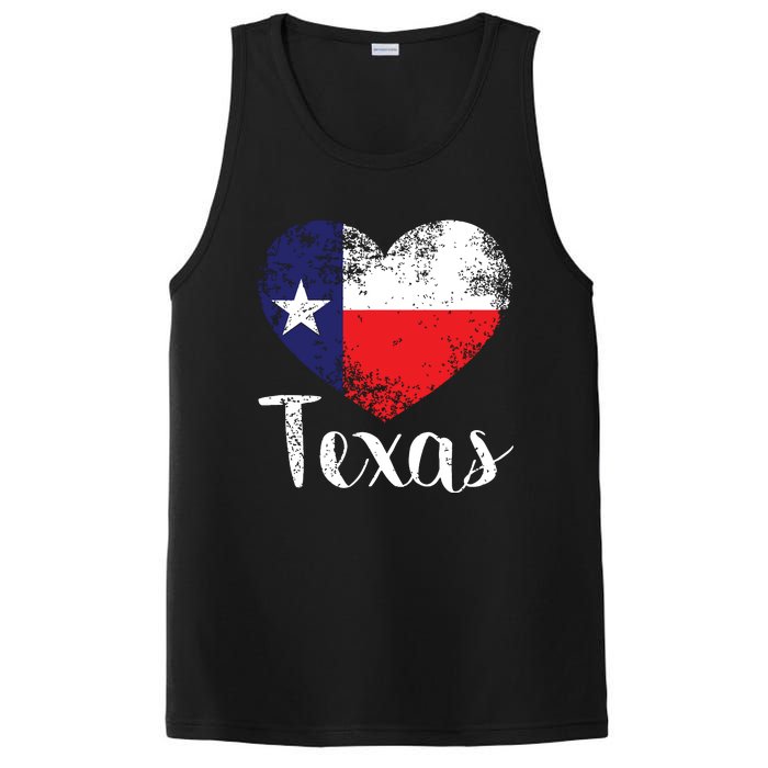 Texas United States Vintage State Flag In Heart PosiCharge Competitor Tank