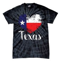 Texas United States Vintage State Flag In Heart Tie-Dye T-Shirt