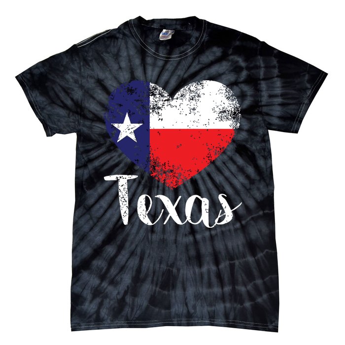 Texas United States Vintage State Flag In Heart Tie-Dye T-Shirt