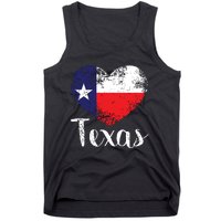 Texas United States Vintage State Flag In Heart Tank Top