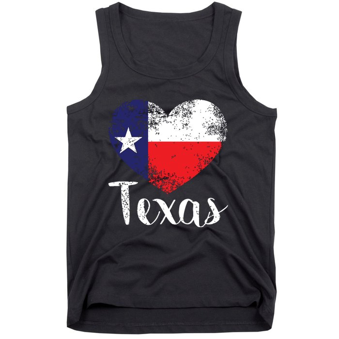 Texas United States Vintage State Flag In Heart Tank Top