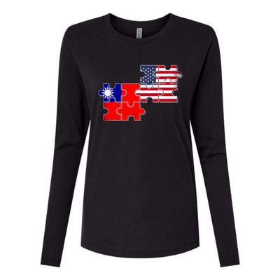 Taiwan Usa Taiwanese American Flag Gift Womens Cotton Relaxed Long Sleeve T-Shirt