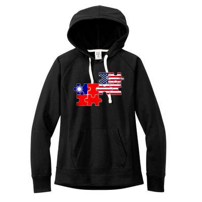 Taiwan Usa Taiwanese American Flag Gift Women's Fleece Hoodie