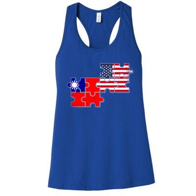 Taiwan Usa Taiwanese American Flag Gift Women's Racerback Tank