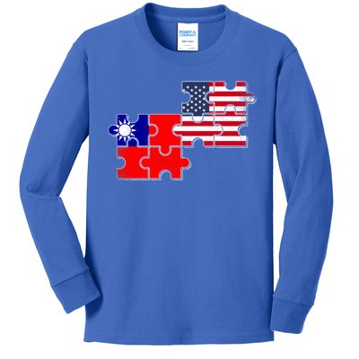 Taiwan Usa Taiwanese American Flag Gift Kids Long Sleeve Shirt