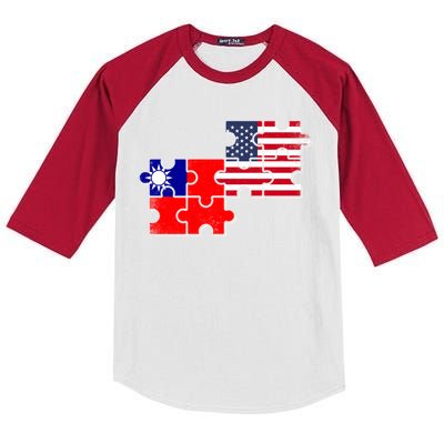 Taiwan Usa Taiwanese American Flag Gift Kids Colorblock Raglan Jersey