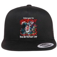 Terror Under The Christmas Moonlight You Better Not Shout And Cry Flat Bill Trucker Hat