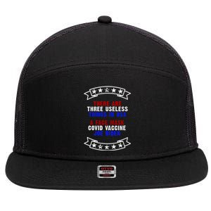 Three Useless Things In USA Face Vaccine Joe Biden 7 Panel Mesh Trucker Snapback Hat