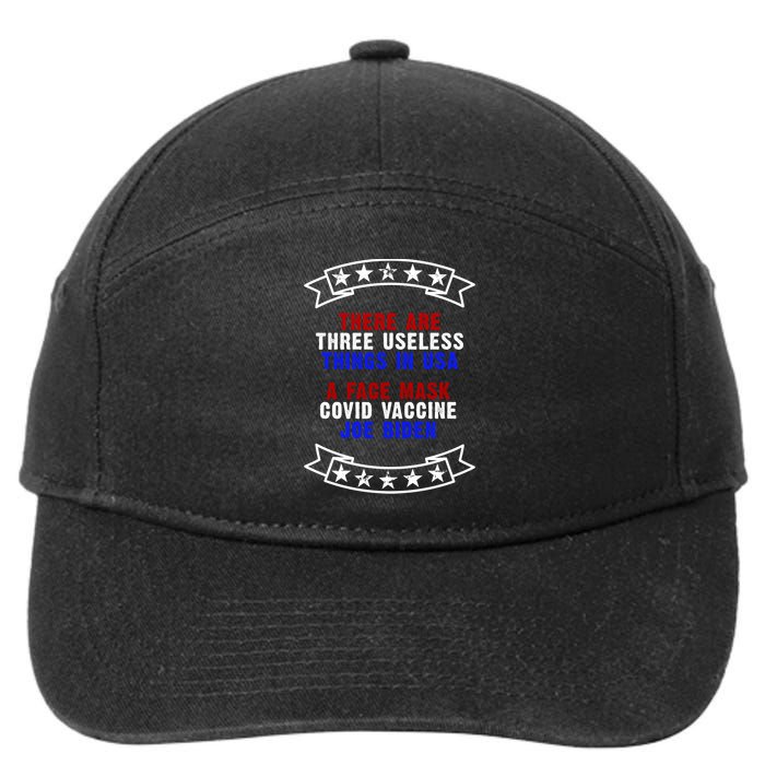 Three Useless Things In USA Face Vaccine Joe Biden 7-Panel Snapback Hat