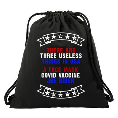Three Useless Things In USA Face Vaccine Joe Biden Drawstring Bag