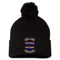 Three Useless Things In USA Face Vaccine Joe Biden Pom Pom 12in Knit Beanie