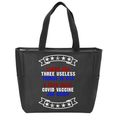 Three Useless Things In USA Face Vaccine Joe Biden Zip Tote Bag