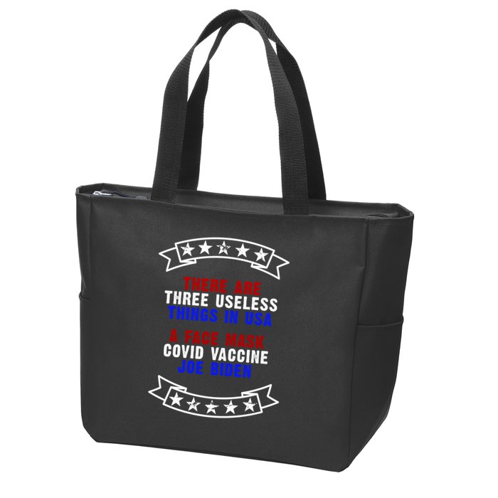 Three Useless Things In USA Face Vaccine Joe Biden Zip Tote Bag