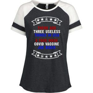 Three Useless Things In USA Face Vaccine Joe Biden Enza Ladies Jersey Colorblock Tee